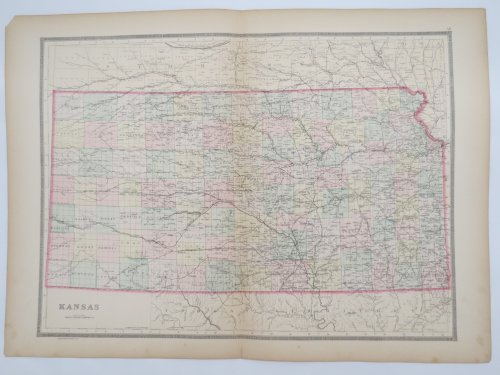 ORIGINAL 1888 HAND COLORED BRADLEY-MITCHELL MAP OF KANSAS 19