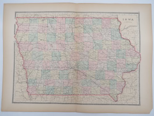 ORIGINAL 1888 HAND COLORED BRADLEY-MITCHELL MAP OF IOWA 19