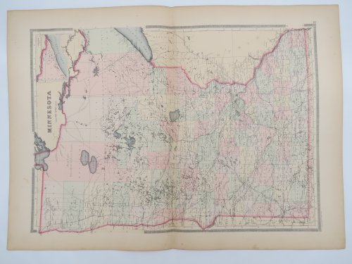 ORIGINAL 1888 HAND COLORED BRADLEY-MITCHELL MAP OF MINNESOTA 19
