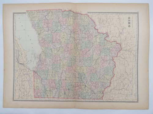 ORIGINAL 1888 HAND COLORED BRADLEY-MITCHELL MAP OF OHIO 19
