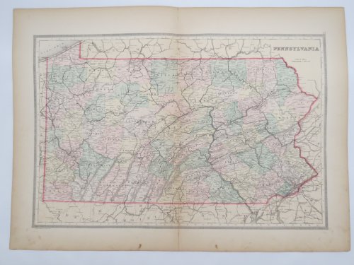 ORIGINAL 1888 HAND COLORED BRADLEY MAP-MITCHELL OF PENNSYLVANIA 19