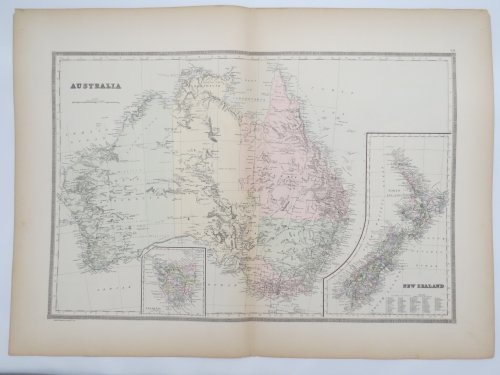 ORIGINAL 1888 HAND COLORED BRADLEY MAP-MITCHELL OF AUSTRALIA & NEW ZEALAND 19