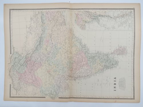ORIGINAL 1888 HAND COLORED BRADLEY-MITCHELL MAP OF INDIA 19