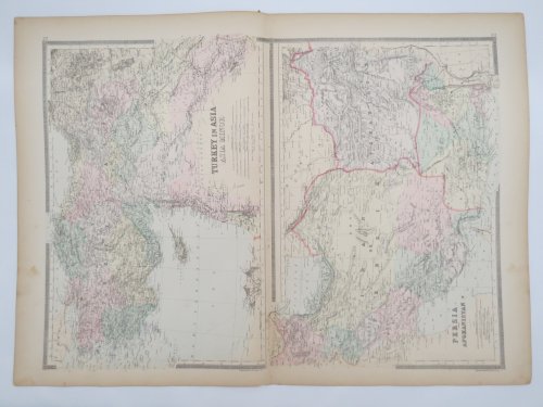 ORIGINAL 1888 HAND COLORED BRADLEY-MITCHELL MAP OF TURKEY IN ASIA, PERSIA & AFGHANISTAN 19
