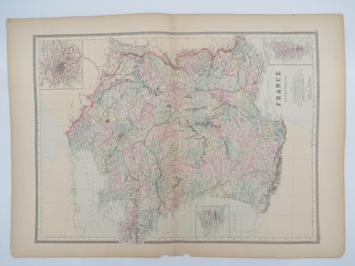 ORIGINAL 1888 HAND COLORED BRADLEY-MITCHELL MAP OFFRANCE 19