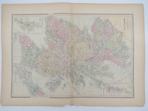 ORIGINAL 1888 HAND COLORED BRADLEY-MITCHELL MAP OF SCOTLAND 19