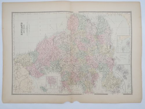 ORIGINAL 1888 HAND COLORED BRADLEY-MITCHELL MAP OF ENGLAND & WALES 19