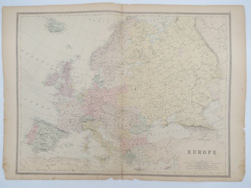 ORIGINAL 1888 HAND COLORED BRADLEY-MITCHELL MAP OF EUROPE 19