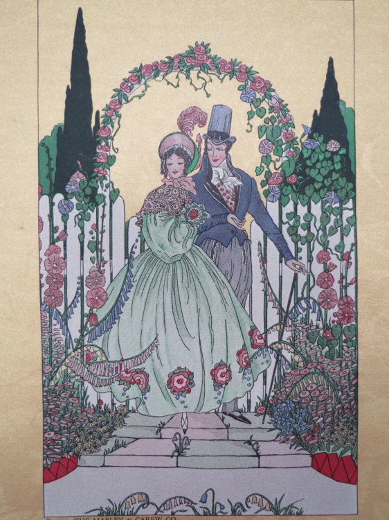 VINTAGE ART NOUVEAU GOLDEN ANNIVERSARY COLOR PRINT