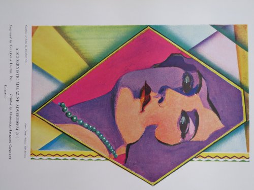 VINTAGE ART DECO PRETTY LADY COLOR PRINT