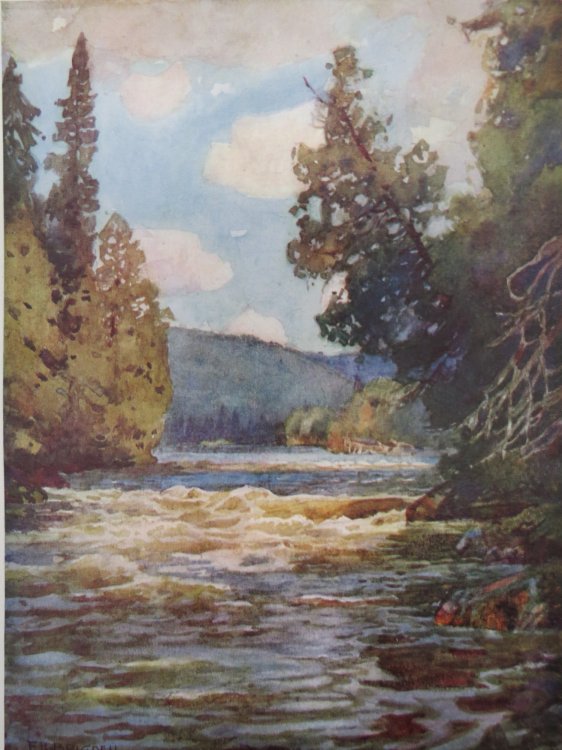 VINTAGE RAPIDS OF MICHIPICOTEN, NORTHERN ONTARIO COLOR PRINT