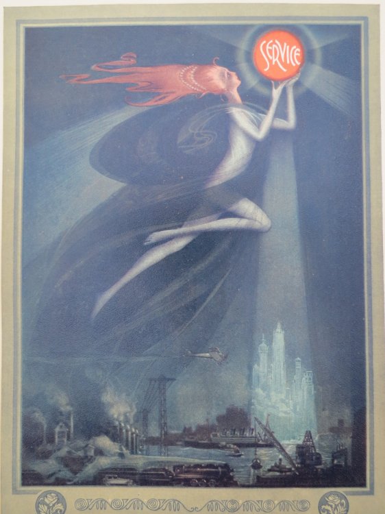 VINTAGE ART DECO SPIRIT OF MODERN BUSINESS, SERVICE COLOR PRINT