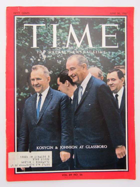 TIME MAGAZINE JUNE 30, 1967 (KOSYGIN & JOHNSON AT GLASSBORO COVER)