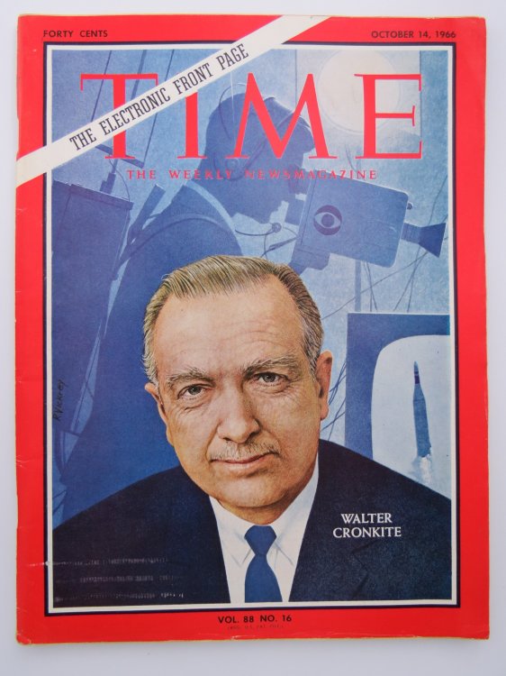 TIME MAGAZINE OCTOBER 14, 1966 (THE ELECTRONIC FRONT PAGE, WALTER CRONKITE)