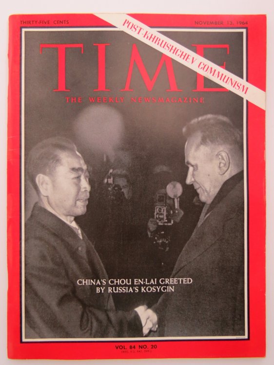 TIME MAGAZINE NOVEMBER 13, 1964 (CHINA'S CHOU EN LAI GREETED BY RUSSIA'S KOSYGIN)