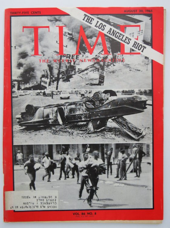 TIME MAGAZINE AUGUST 20, 1965 (THE LOS ANGELES RIOT)