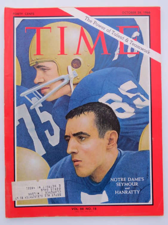 TIME MAGAZINE OCTOBER 28, 1966 (NOTRE DAME'S SEYMOUR & HANRATTY)