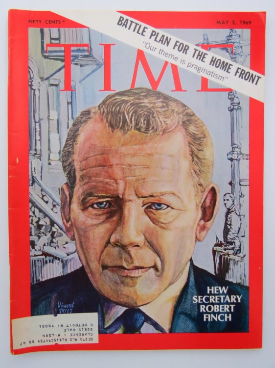 TIME MAGAZINE MAY 2, 1969 (BATTLE PLAN FOR THE HOME FRONT HEW SECRETARY ROBERT FINCH)