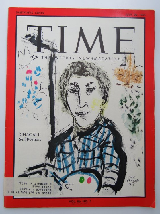 TIME MAGAZINE JULY 30, 1965 (CHAGALL SELF PORTRAIT)