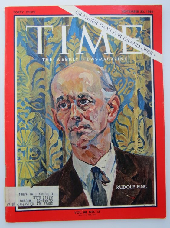 TIME MAGAZINE SEPTEMBER 23, 1966 (GRAND OPERA RUDOLF BING)