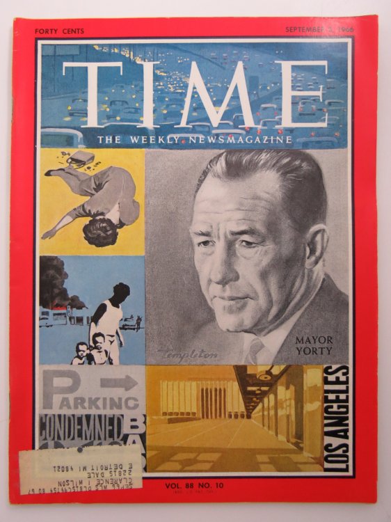 TIME MAGAZINE SEPTEMBER 2, 1966 (LOS ANGELES MAYOR YORTY )