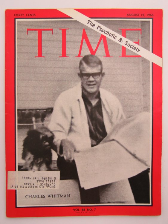 TIME MAGAZINE AUGUST 12,1966 (THE PSYCHOTIC & SOCIETY CHARLES WHITMAN)