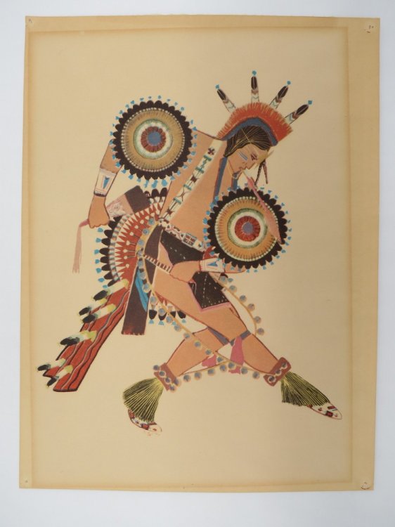VINTAGE NATIVE AMERICAN INDIAN DANCER LITHOGRAPH PRINT 14