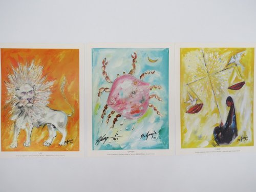 3 TED DEGRAZIA LITHOGRAPH PRINTS CANCER DOUBLE SIGNED, LIBRA, & LEO