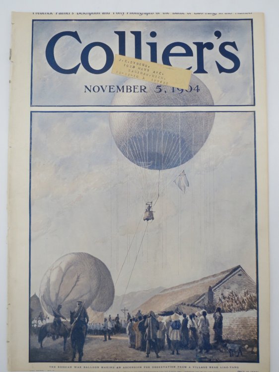 COLLIER'S WEEKLY MAGAZINE - NOVEMBER 5, 1904 (OTTO BACHER RUSSIAN WAR BALLOON COVER; LIAO-YANG WAR PHOTOS)
