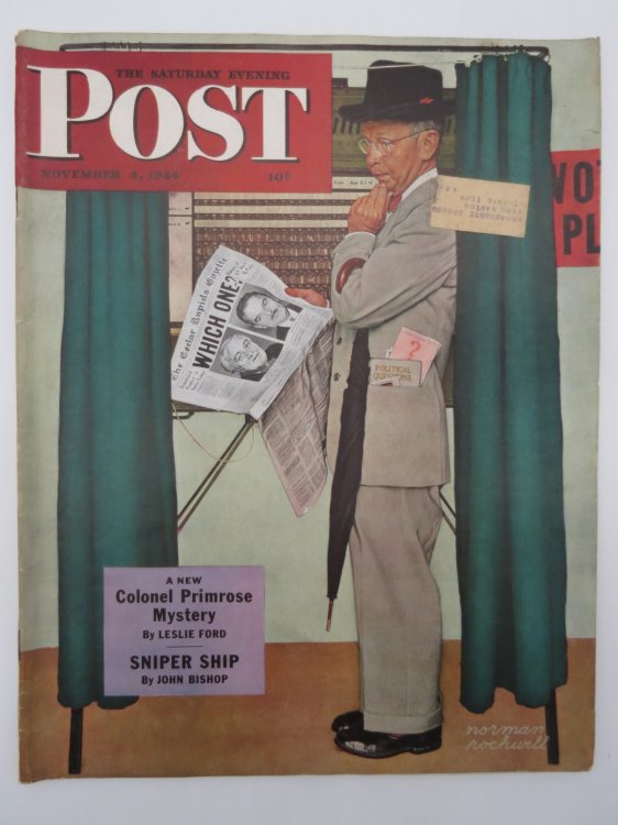 THE SATURDAY EVENING POST MAGAZINE, NOVEMBER 4, 1944 (NORMAN ROCKWELL ELECTION DAY COVER)