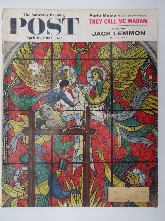 THE SATURDAY EVENING POST MAGAZINE, APRIL 16, 1960 (NORMAN ROCKWELL CHURCH WINDOW COVER)