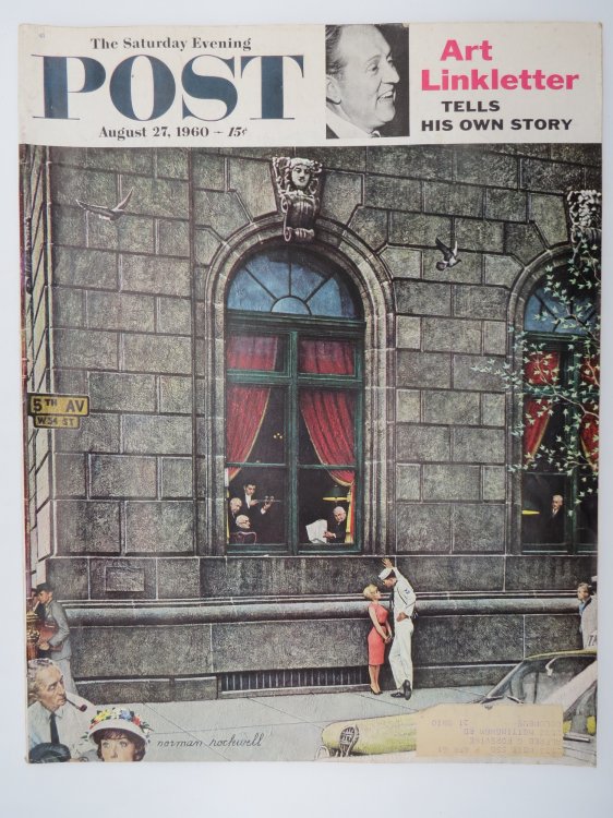 THE SATURDAY EVENING POST MAGAZINE, AUGUST 27, 1960 (NORMAN ROCKWELL SAILOR/UNIVERSITY CLUB COVER)