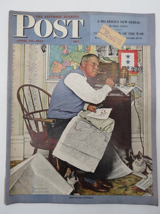 THE SATURDAY EVENING POST MAGAZINE, APRIL 29, 1944 (NORMAN ROCKWELL ARMCHAIR GENERAL COVER)