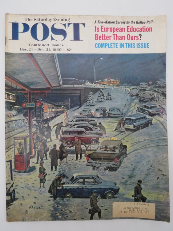 THE SATURDAY EVENING POST MAGAZINE, DECEMBER 31, 1960 (BEN PRINS COVER OF CARS STUCK IN WINTER STORM)