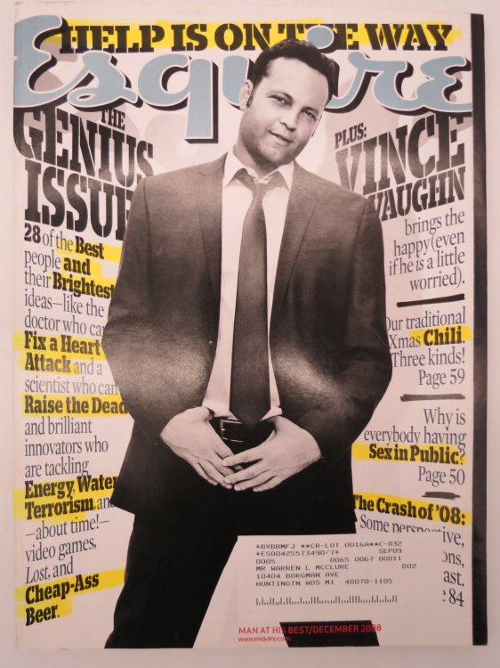 ESQUIRE MAGAZINE DECEMBER 2008 (VINCE VAUGHN COVER)