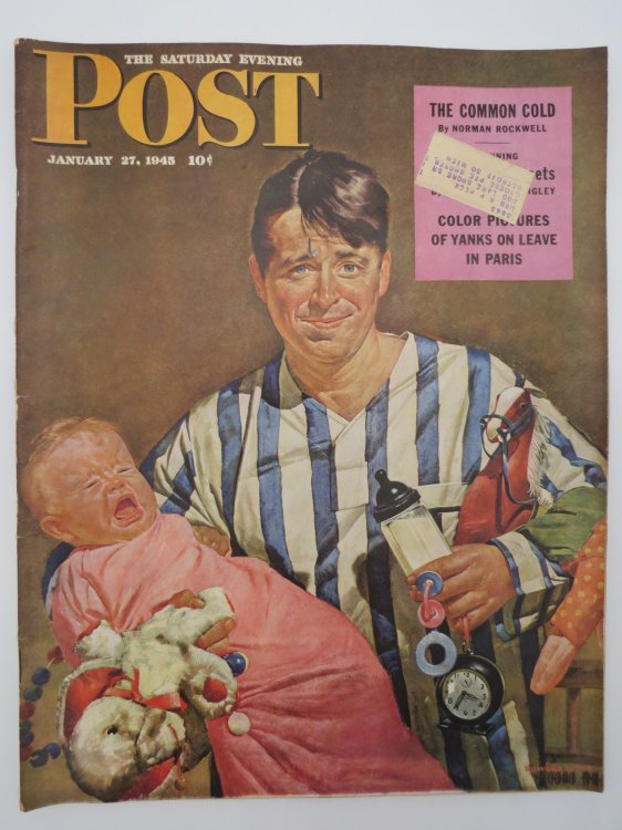 SATURDAY EVENING POST, JANUARY 27, 1945 (NORMAN ROCKWELL CENTERFOLD 'THE COMMON COLD')