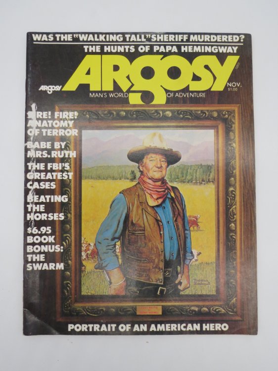 ARGOSY PULP MAGAZINE, NOVEMBER 1974 (JOHN WAYNE COVER BY NORMAN ROCKWELL; HEMINGWAY)