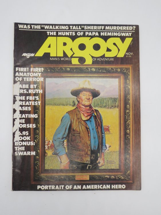 ARGOSY PULP MAGAZINE, NOVEMBER 1974 (JOHN WAYNE COVER BY NORMAN ROCKWELL; HEMINGWAY)