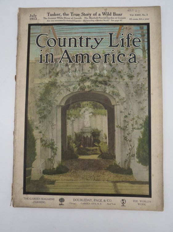 COUNTRY LIFE IN AMERICA MAGAZINE, FEBRUARY 1913 (TUSKER, TRUE STORY OF WILD BOAR; MAXFIELD PARRISH GARDEN)