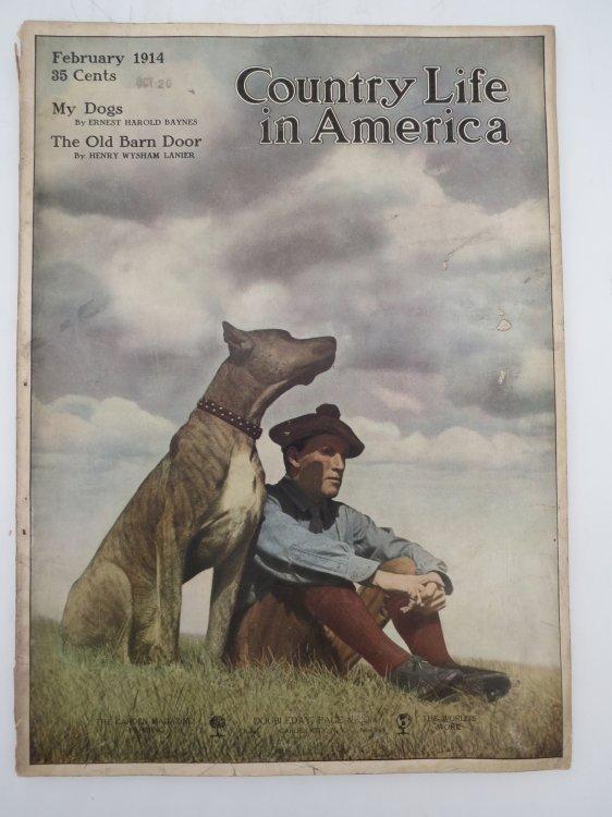 COUNTRY LIFE IN AMERICA MAGAZINE, FEBRUARY 1914 (MY DOGS BY ERNEST HAROLD BAYNES THE OLD BARN DOOR)