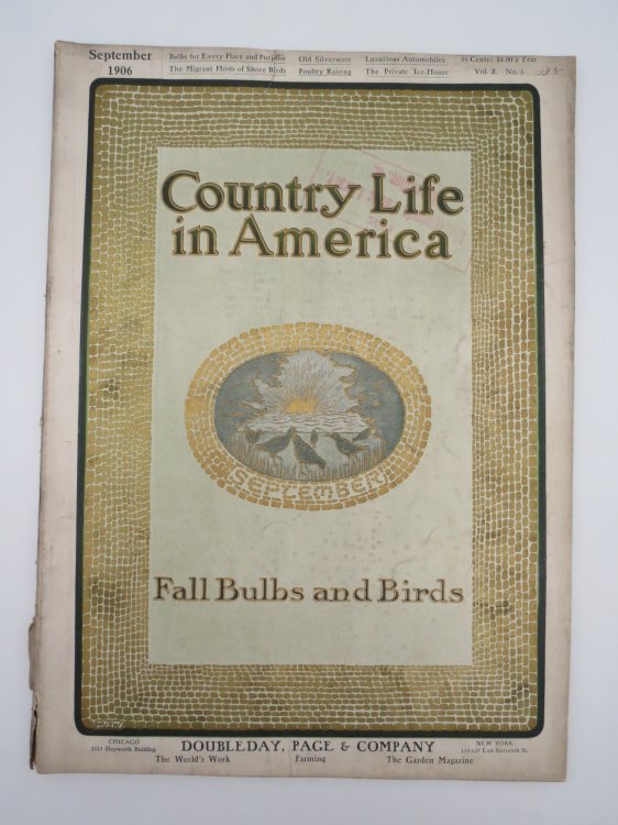 COUNTRY LIFE IN AMERICA MAGAZINE, SEPTEMBER 1906 (FALL BULBS AND BIRDS)