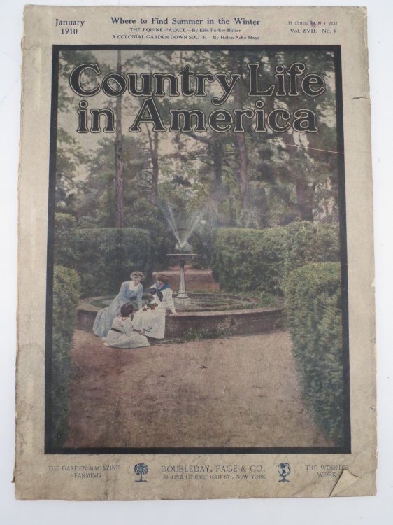 COUNTRY LIFE IN AMERICA MAGAZINE, JANUARY 1910 (EQUINE PALACE; COLONIAL GARDEN DOWN SOUTH)