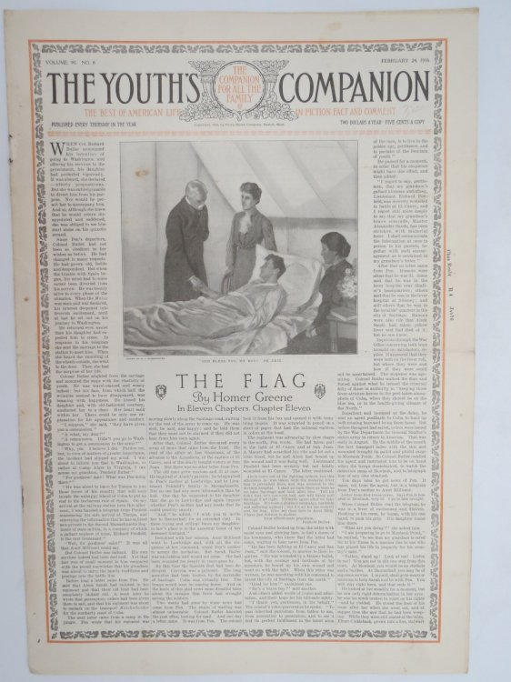 THE YOUTH'S COMPANION, FEBRUARY 24, 1916 (JESSIE WILLCOX SMITH FULL-PAGE AD ILLUSTRATION, GIRL WASHING DOLL CLOTHES)