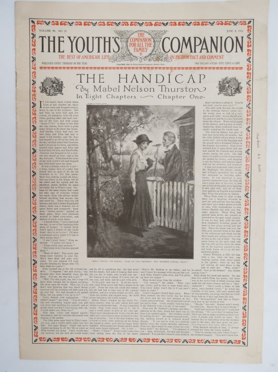 THE YOUTH'S COMPANION, JUNE 8, 1916 (OVERLAND MODEL 75 FULL-PAGE BACK COVER AD)
