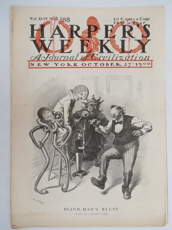 HARPER'S WEEKLY MAGAZINE, OCTOBER 27, 1900 (THEODORE ROOSEVELT VS WILLIAM BRYAN)