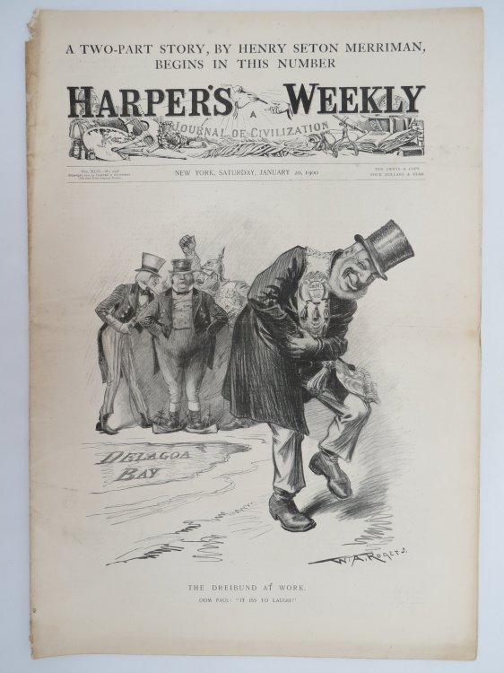 HARPER'S WEEKLY MAGAZINE, JANUARY 20, 1900 (THE DREIBUND AT WORK WITH UNCLE SAM COVER)