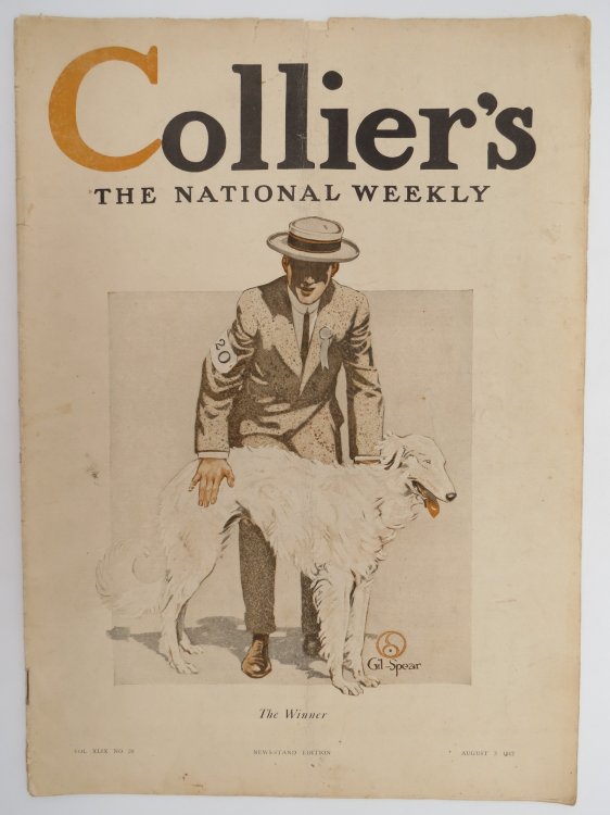 COLLIER'S WEEKLY MAGAZINE, AUGUST 3, 1912 (THE WINNER DOG SHOW COVER BY GIL SPEAR; NATIVE AMERICANS 