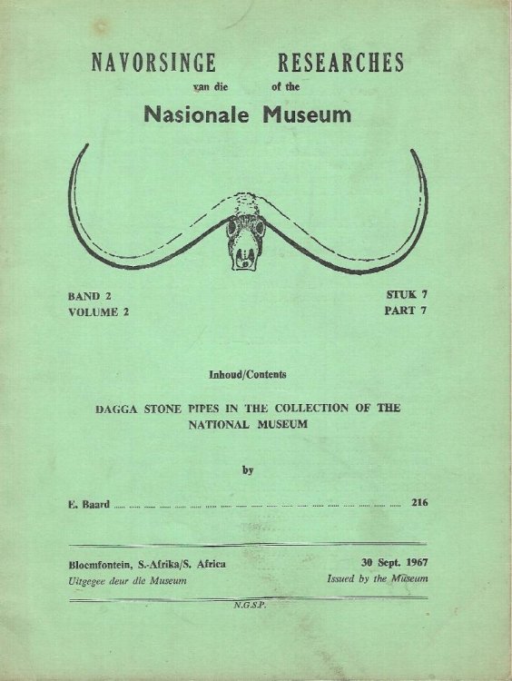 Dagga Stone Pipes in the Collection of the National Museum Researches of the National Museum Vol. 2 Part 7)