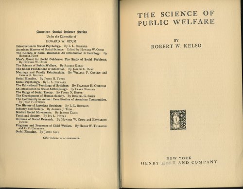THE SCIENCE OF PUBLIC WELFARE