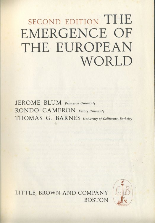 THE EMERGENCE OF THE EUROPEAN WORLD SECOND EDITION.